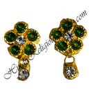 Premium Quality Golden Metal Flower Shape Kundal With Moti & Diamond Latkan