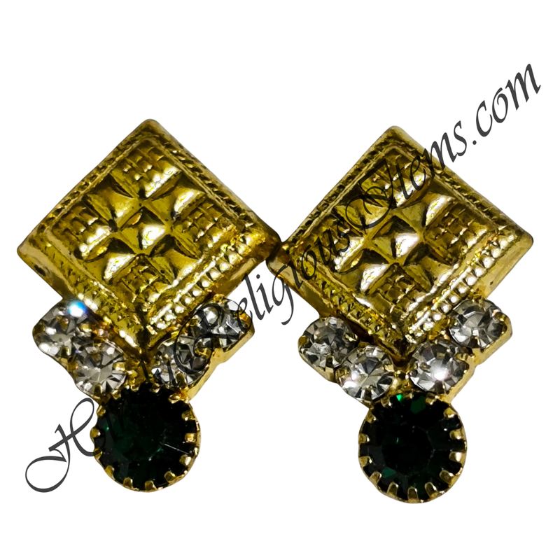 Premium Quality Golden Metal Kite Shape Kundal With Nang(Diamond)