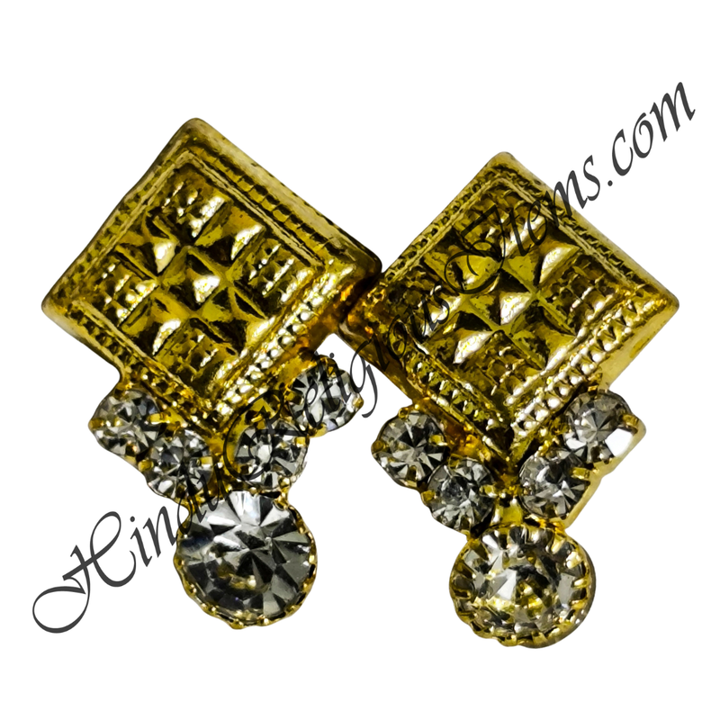 Premium Quality Golden Metal Kite Shape Kundal With Nang(Diamond)