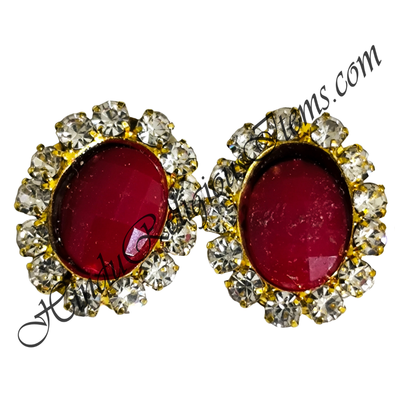 Premium Quality Oval Shape Kundal With Nang(Diamond) & Stone