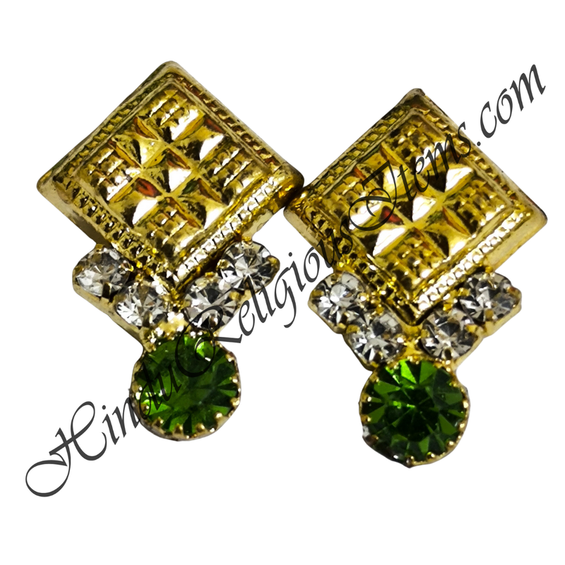Premium Quality Golden Metal Kite Shape Kundal With Nang(Diamond)