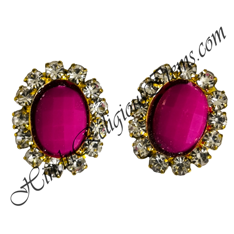 Premium Quality Oval Shape Kundal With Nang(Diamond) & Stone