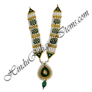 Premium Quality White Moti Mala With Droplet Shape Pendant & Flower Shape Choki