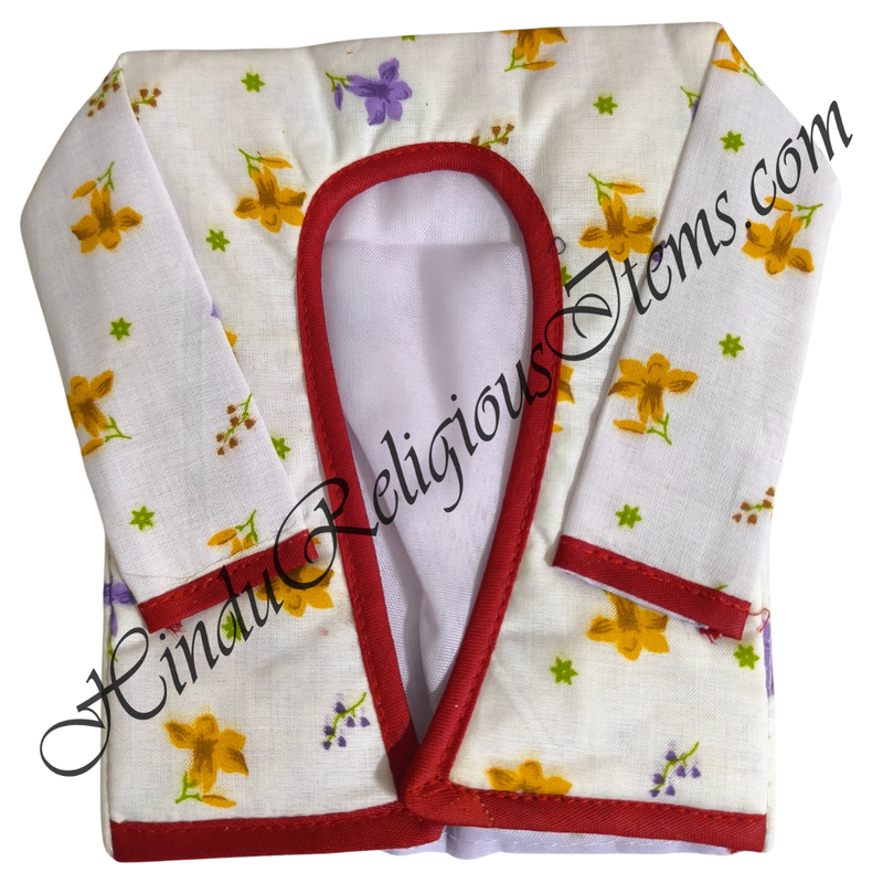 Chitraji Cotton White With Cheent Printed Gadal (Sweater) With Sleeves