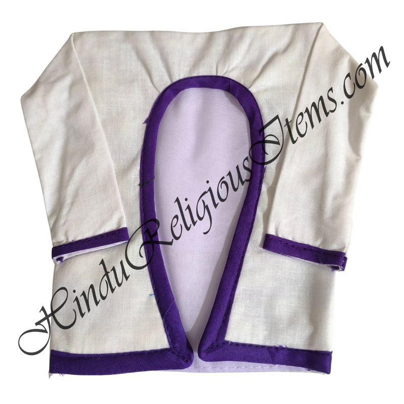 Chitraji Cotton White With Colour Border Gadal (Sweater) With Sleeves