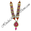 Premium Quality White Moti Mala With Droplet Shape Pendant & Flower Shape Choki