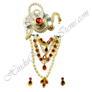 Premium Quality White Moti With AD Diamond Chitraji Mala Set