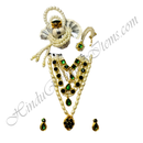 Premium Quality White Moti With AD Diamond Chitraji Mala Set