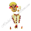 Premium Quality White Moti Chitraji Mala Set With Stone(Nang)Diamond
