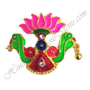Golden Metal Meenakari Kamal Design Tipara With Diamonds
