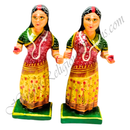 Hand Painted Wooden Gop And Gopi Statues