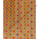 Brocade golden jhari criss cross with small chofuli design fabric in dark orange