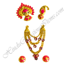 Premium Quality Golden Metal Meenakari Mala Set With Nang(Diamond)