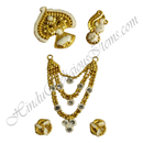 Premium Quality Golden Metal Meenakari Mala Set With Nang(Diamond)