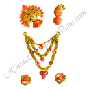 Premium Quality Golden Metal Meenakari Mala Set With Nang(Diamond)