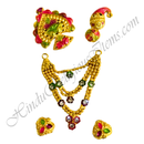 Premium Quality Golden Metal Meenakari Mala Set With Nang(Diamond)