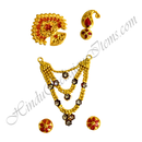 Premium Quality Golden Metal Meenakari Mala Set With Nang(Diamond)