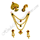 Premium Quality Three Layer Golden Moti With Meenakari Chitraji Mala Set