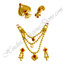 Premium Quality Three Layer Golden Moti With Meenakari Chitraji Mala Set