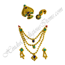 Premium Quality Three Layer Golden Moti With Meenakari Chitraji Mala Set