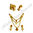 Premium Quality Three Layer Golden Moti With Meenakari Chitraji Mala Set