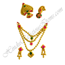 Premium Quality Three Layer Golden Moti With Meenakari Chitraji Mala Set