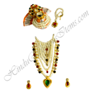 Premium Quality White Moti Six Layer Choki Chitraji Mala Set With Travel