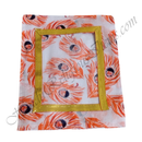 Chitraji Cotton Peacock Feather Print Vastra With Golden Lace