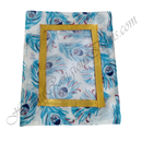 Chitraji Cotton Peacock Feather Print Vastra With Golden Lace