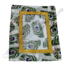 Chitraji Cotton Peacock Feather Print Vastra With Golden Lace