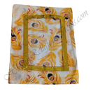 Chitraji Cotton Peacock Feather Print Vastra With Golden Lace