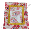 Chitraji Cotton Peacock Feather Print Vastra With Golden Lace