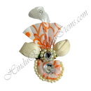 Cotton Chandan Print Sadi Paag With Kali Chandrika & Moti Lad Decoration & Diamond