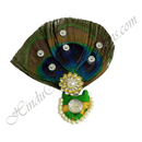 Green cotton Sadi Paag with three Mor-Chandrika and Moti Lad for Mastak Shringar of Shri Thakorji
