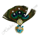Blue cotton Sadi Paag with three Mor-Chandrika and Moti Lad for Mastak Shringar of Shri Thakorji