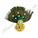 Yellow cotton Sadi Paag with three Mor-Chandrika and Moti Lad for Mastak Shringar of Shri Thakorji