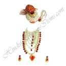Premium Quality White Moti Six Layer Choki Chitraji Mala Set With Travel