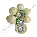 White cotton Sadi Paag with Kali Chandrika, Moti Lad and diamond work - Style-3