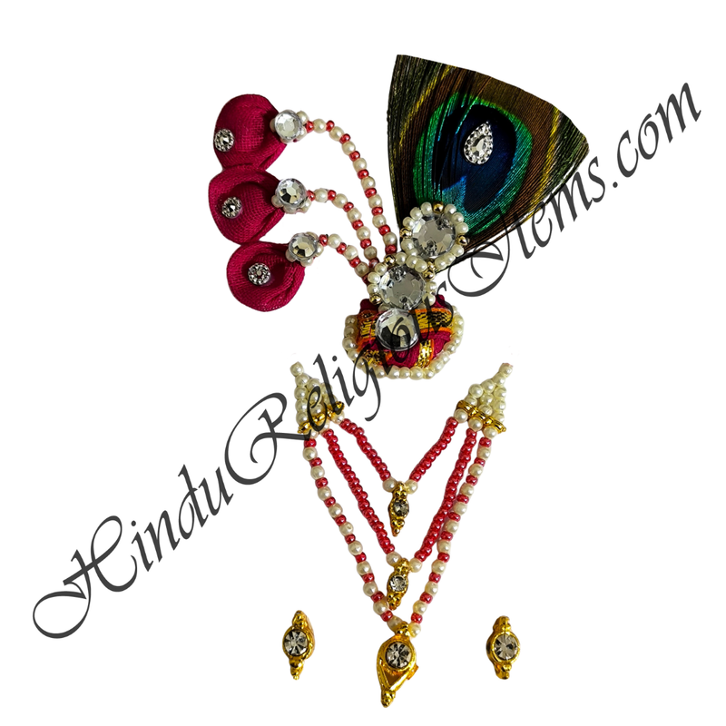 Premium Quality White Moti With Coloured Moti Mala Chitraji Set