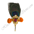 Premium Quality Golden Metal Mor Chandrika With Nang (Diamond)