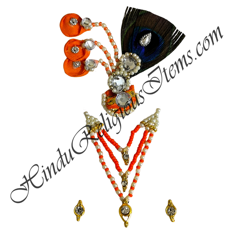 Premium Quality White Moti With Coloured Moti Mala Chitraji Set