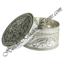 White Metal Raound Shape Bantaji With Carving Design