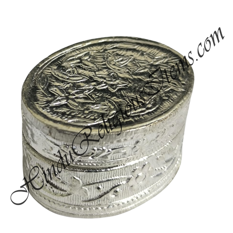 White Metal Raound Shape Bantaji With Carving Design