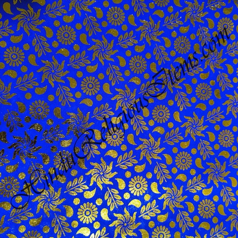 Satin Golden Flower Print Kinkhab Fabric/ Kapad (SFPK)