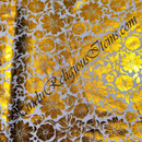 Satin Golden Flower Print Kinkhab Fabric/ Kapad (SFPK)