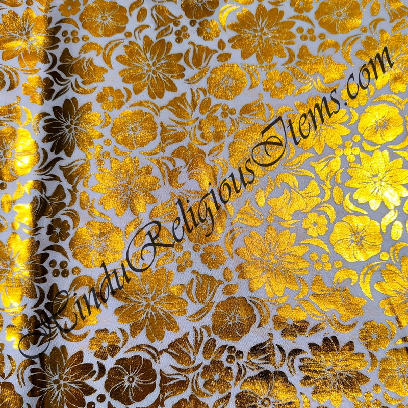 Satin Golden Flower Print Kinkhab Fabric/ Kapad (SFPK)