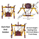 Decorative stool with measurements and details on a white background