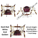 Decorative chair with measurements and details on a white background