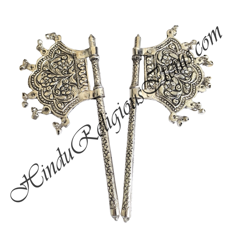 White Metal Pankha(Fan) With Ghughri (Pair)