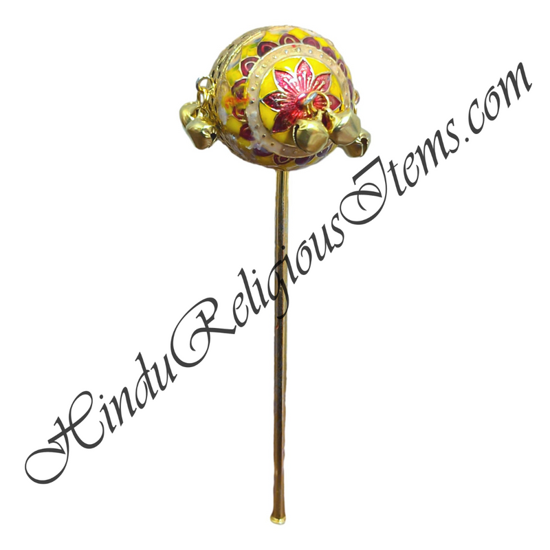 Golden Metal Meenakari Ghughra (Toy Rattle) With Both Side